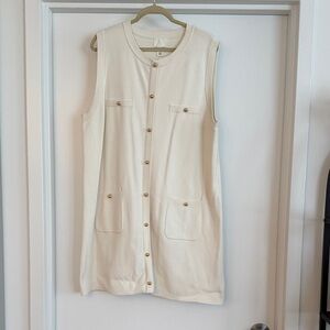H&M Cream Sleeveless Button-Front Dress